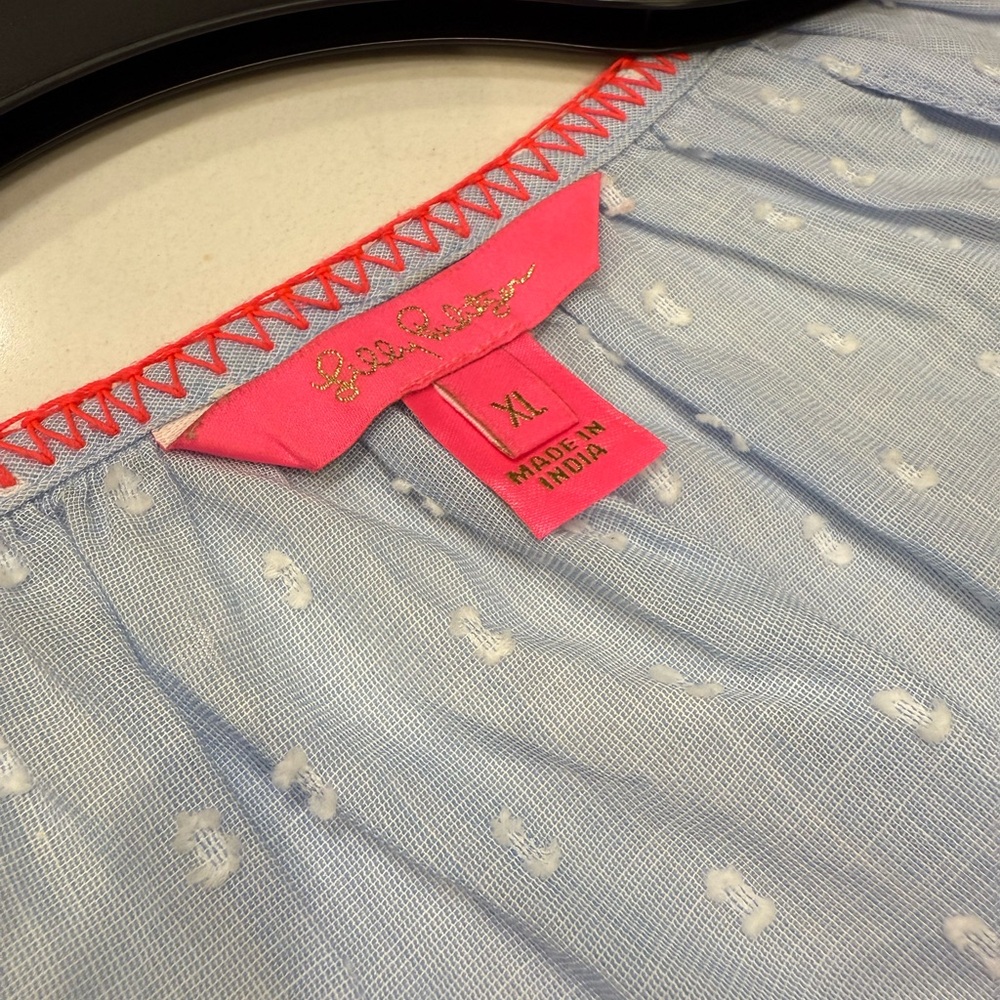 EUC Lilly Pulitzer Mardi Long Sleeve Chambray Top - Picture 3 of 8